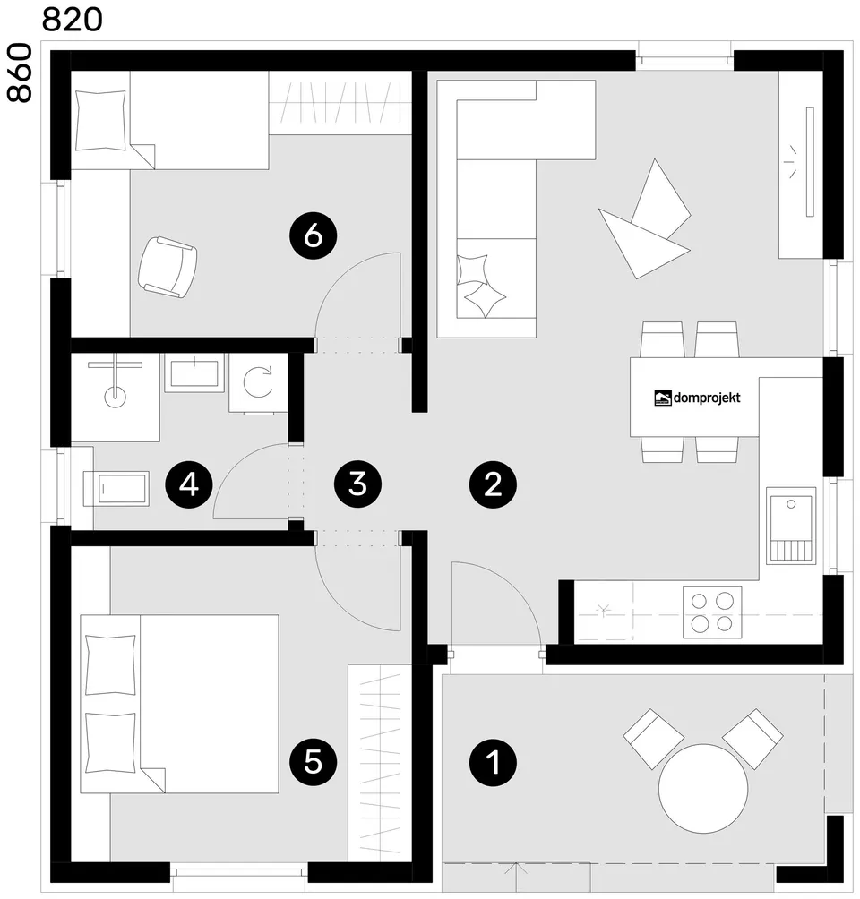 Osnova: Domprojekt Viva, 54 m²