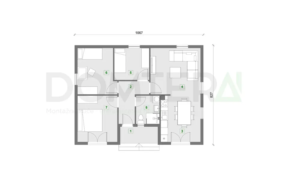 Montažna kuća Montažna kuća Bari, 88 m², Domtera