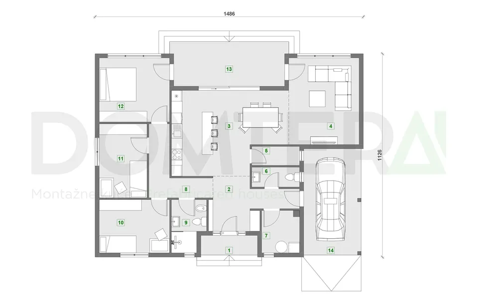 Montažna kuća Montažna kuća Dablin, 170 m², Domtera