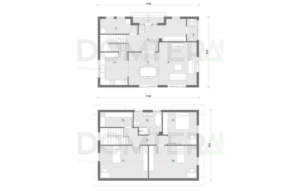 Montažna kuća Montažna kuća ESEN, 199 m², Domtera
