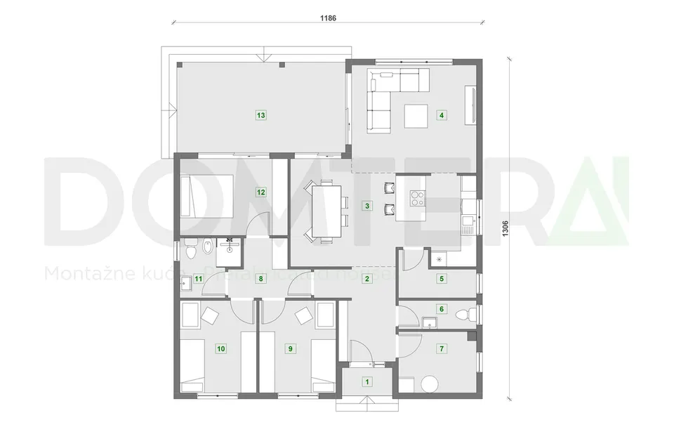 Montažna kuća Montažna kuća Hamburg, 153 m², Domtera