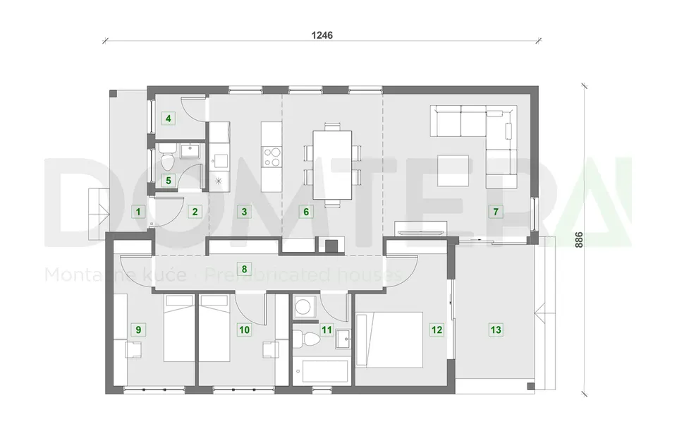 Montažna kuća Montažna kuća Nica, 109 m², Domtera