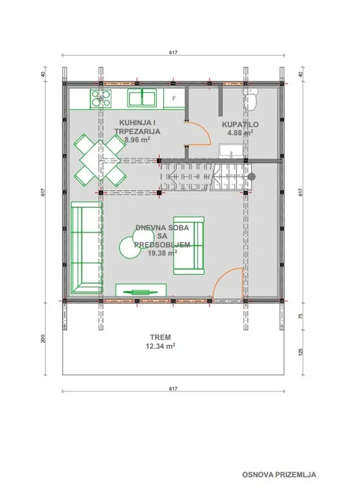 Osnova montažne kuće A-frame kuća 1, 63 m², Drvo Pro Forest House