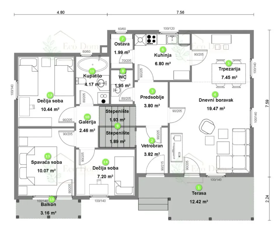 Montažna kuća ECO 101, 111 m², Eco Dom