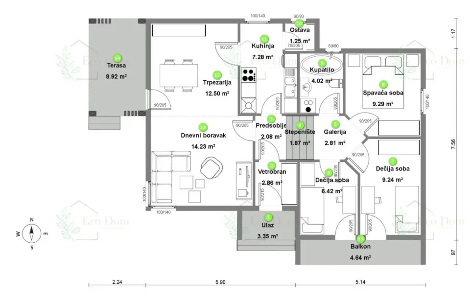 Montažna kuća ECO 107, 108 m², Eco Dom