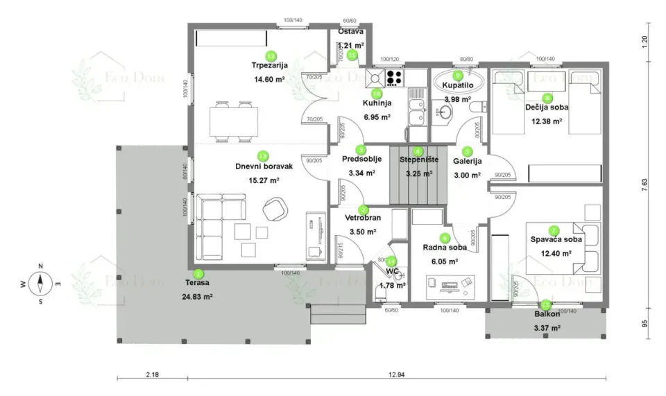 Montažna kuća ECO 110, 127 m², Eco Dom