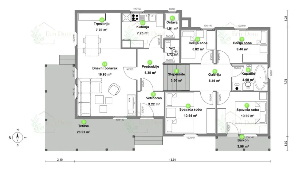 Montažna kuća ECO 117, 138 m², Eco Dom