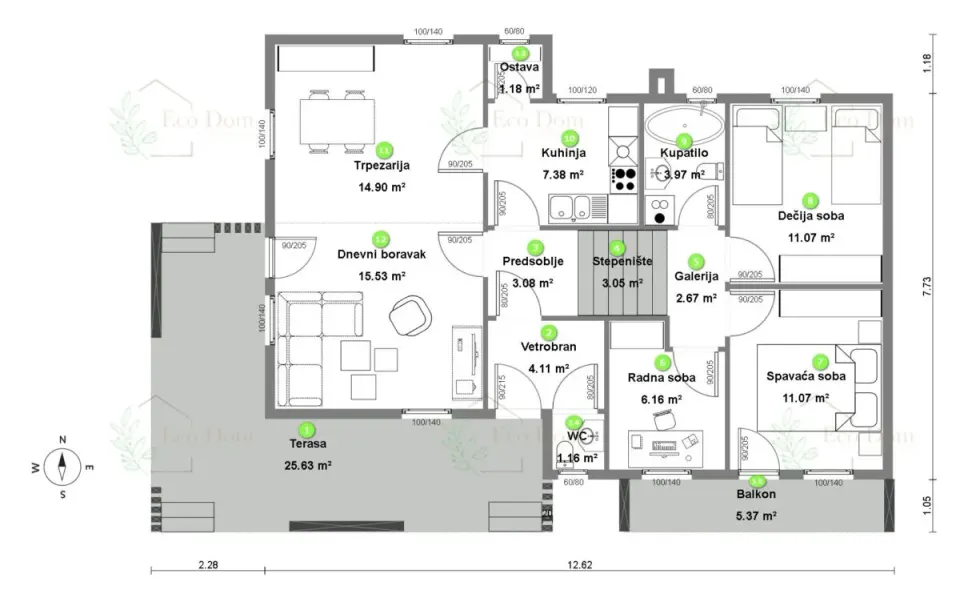 Montažna kuća ECO 125, 126 m², Eco Dom