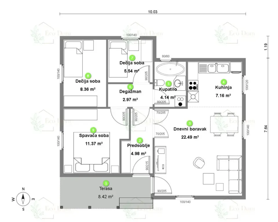 Montažna kuća ECO 77, 85 m², Eco Dom