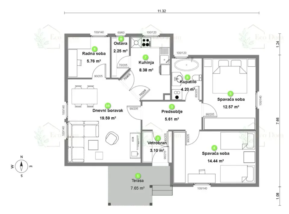 Montažna kuća ECO 81, 92 m², Eco Dom