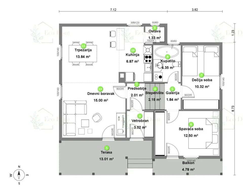 Montažna kuća ECO 86, 98 m², Eco Dom
