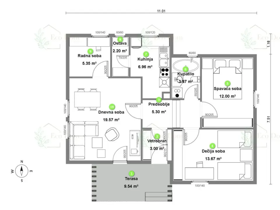 Montažna kuća ECO 97, 98 m², Eco Dom