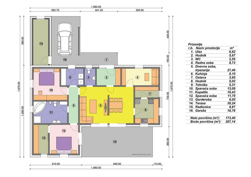 Osnova montažne kuće Tip ZDENKA, 80 m², Eko Kuća