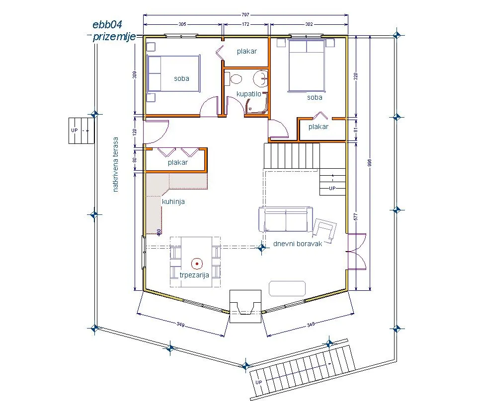 Montažna kuća Brvnara EBB04, 60 m², Ekobrvnare