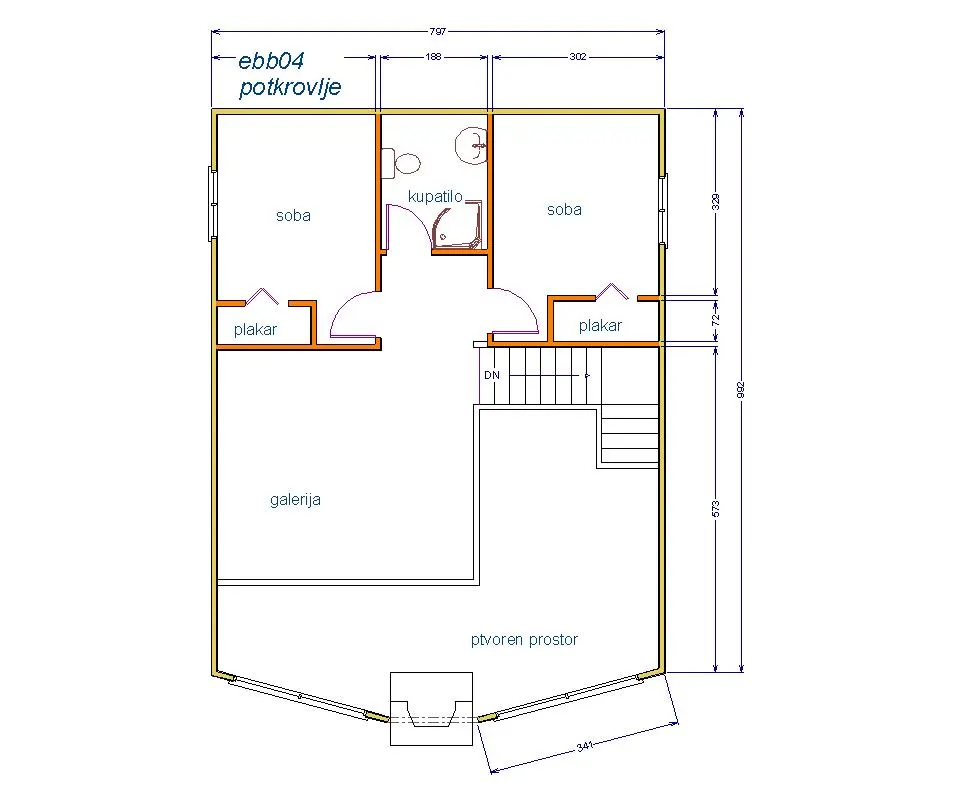 Montažna kuća Brvnara EBB04, 60 m², Ekobrvnare