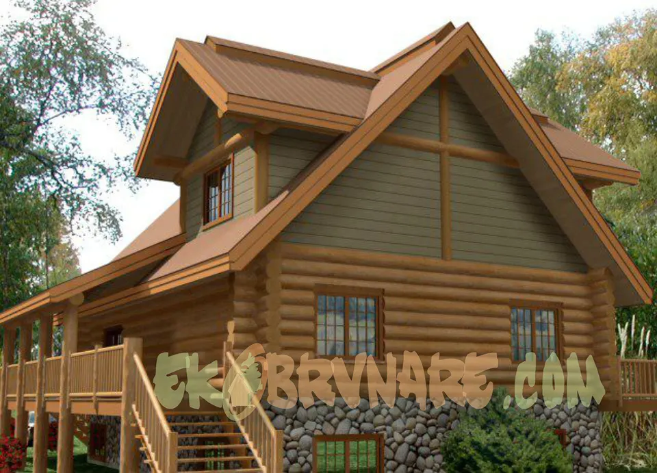 Montažna kuća Brvnara EBB04, 60 m², Ekobrvnare