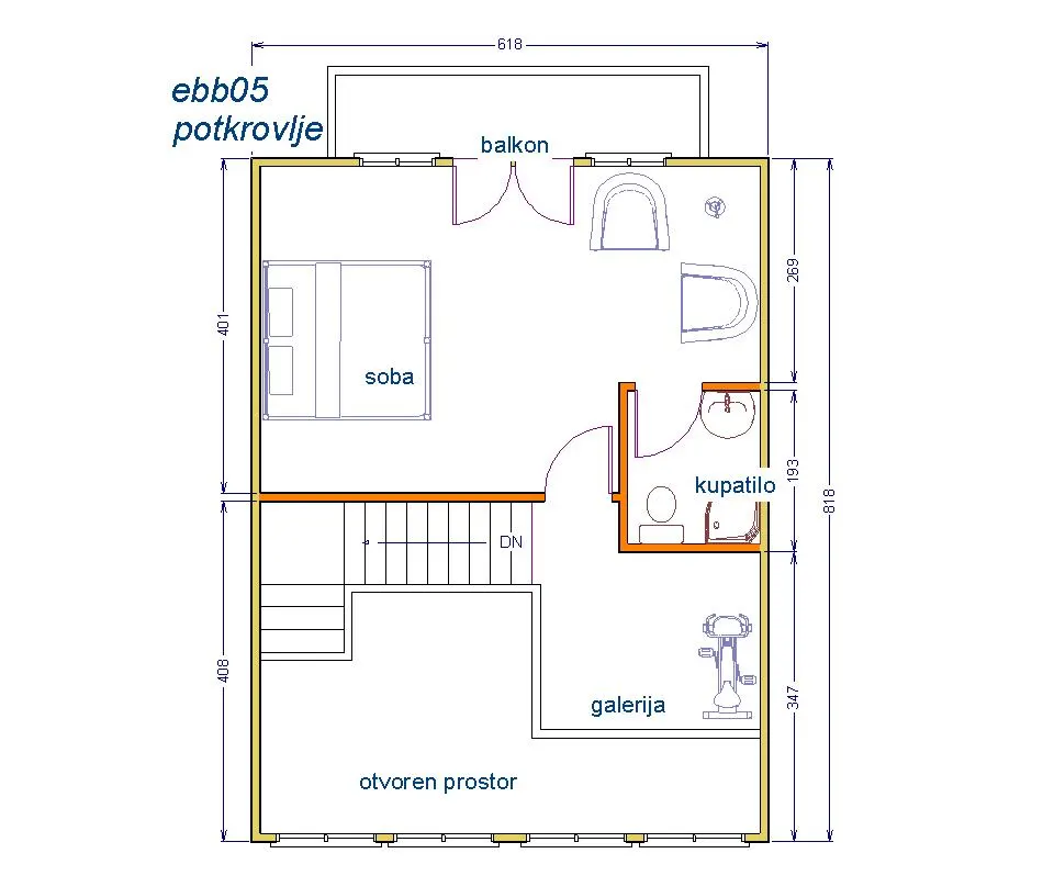 Montažna kuća Brvnara EBB05, 60 m², Ekobrvnare