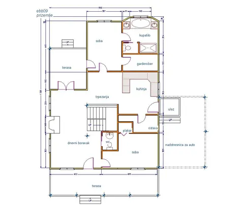 Montažna kuća Brvnara EBB09, 60 m², Ekobrvnare