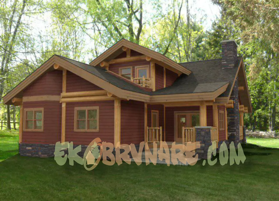 Montažna kuća Brvnara EBB09, 60 m², Ekobrvnare