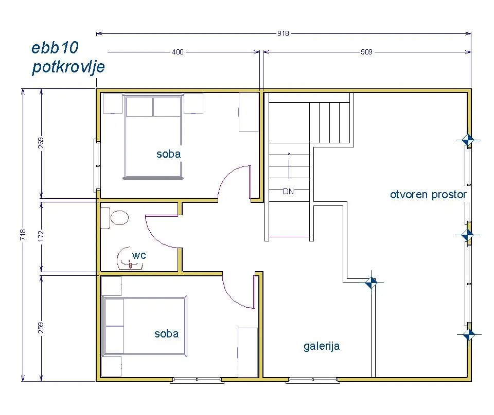 Montažna kuća Brvnara EBB10, 60 m², Ekobrvnare