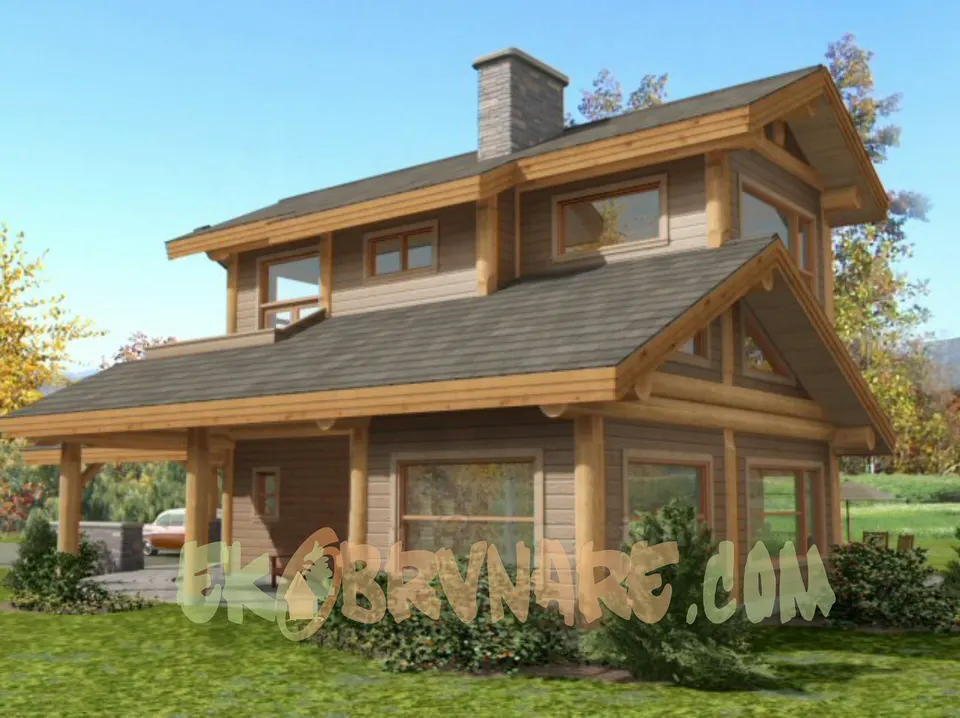 Montažna kuća Brvnara EBB12, 60 m², Ekobrvnare