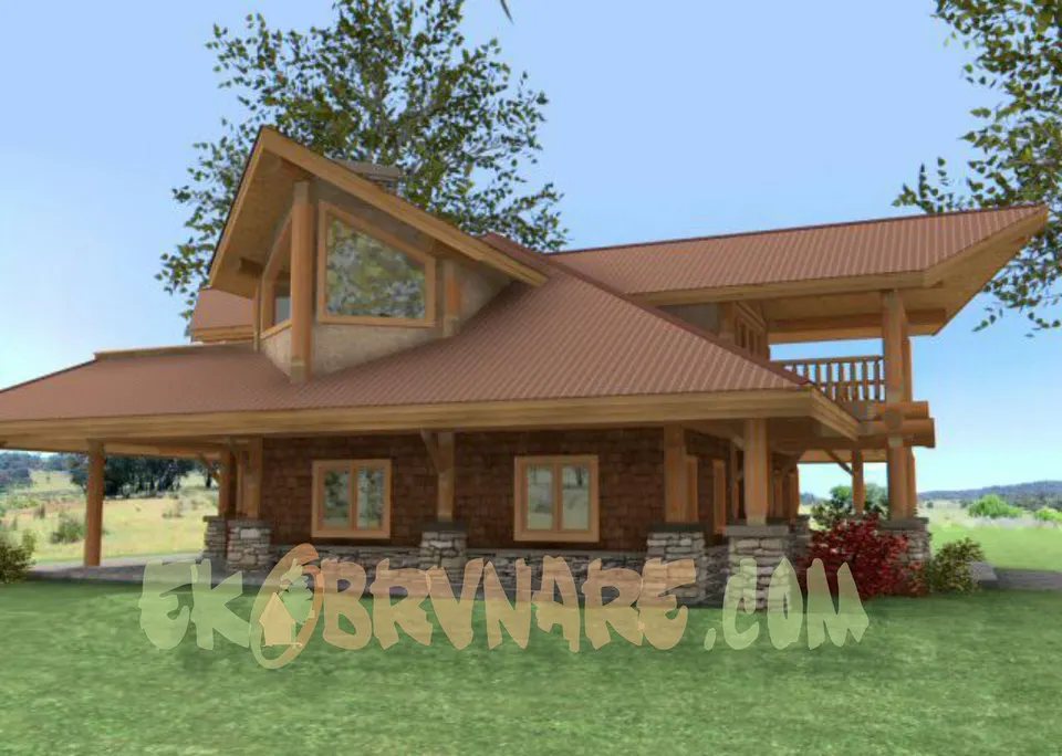 Montažna kuća Brvnara EBB14, 60 m², Ekobrvnare