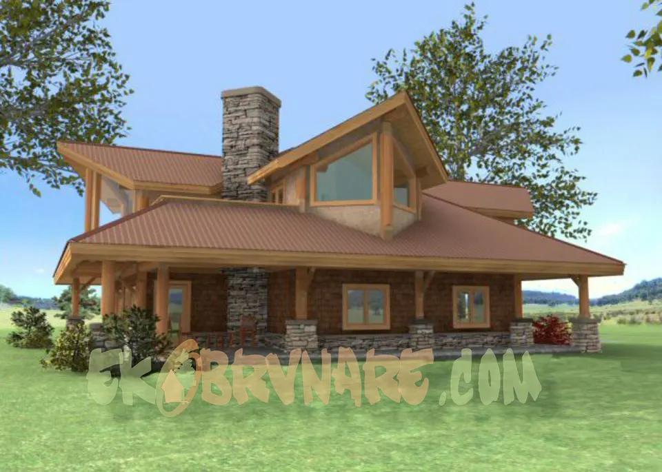 Montažna kuća Brvnara EBB14, 60 m², Ekobrvnare