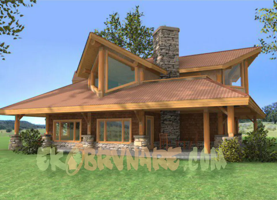 Montažna kuća Brvnara EBB14, 60 m², Ekobrvnare