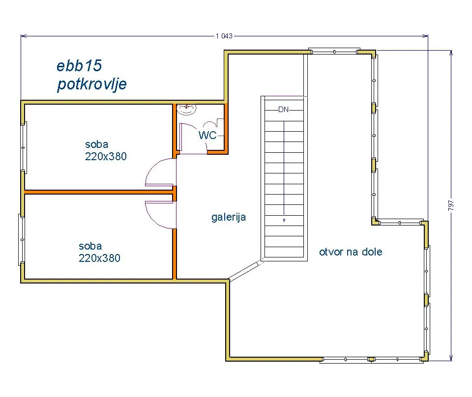 Montažna kuća Brvnara EBB15, 60 m², Ekobrvnare