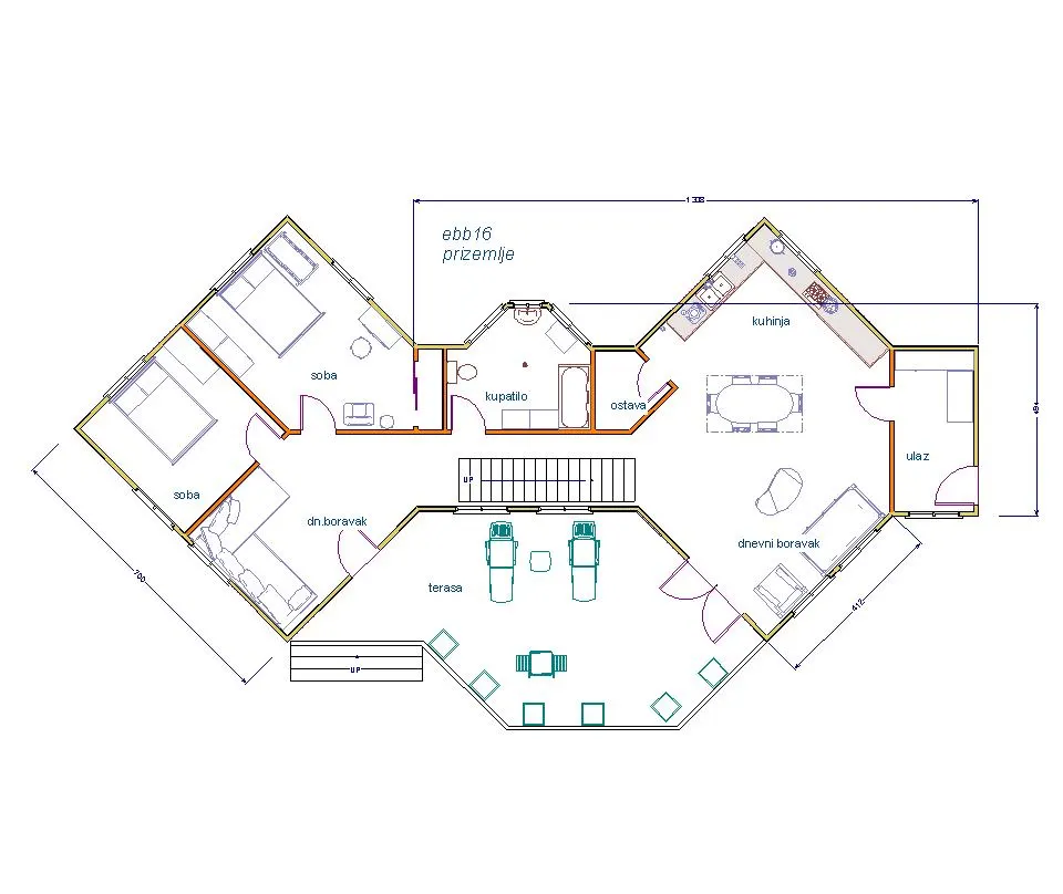 Montažna kuća Brvnara EBB16, 60 m², Ekobrvnare