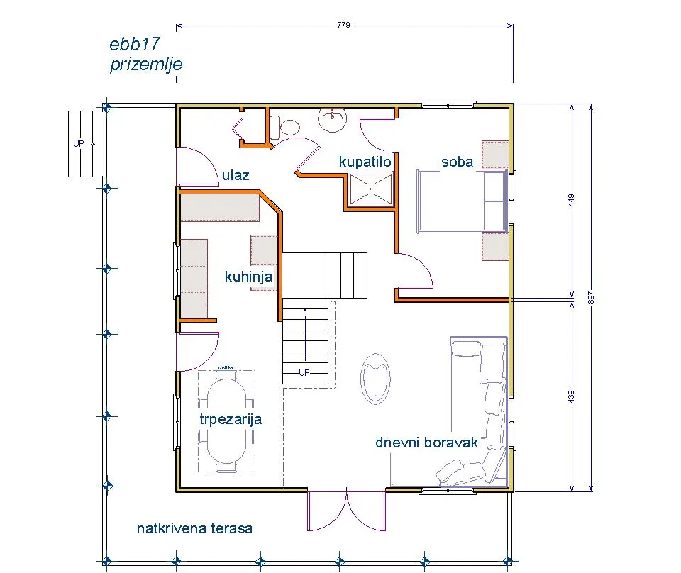 Montažna kuća Brvnara EBB17, 60 m², Ekobrvnare