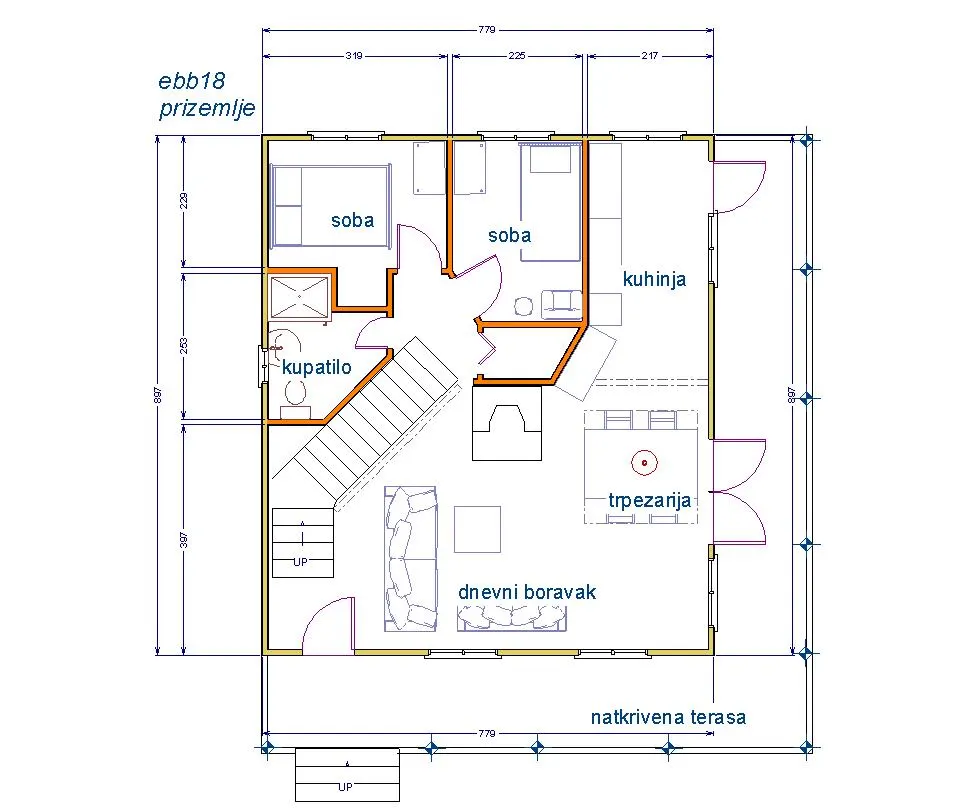 Montažna kuća Brvnara EBB18, 60 m², Ekobrvnare