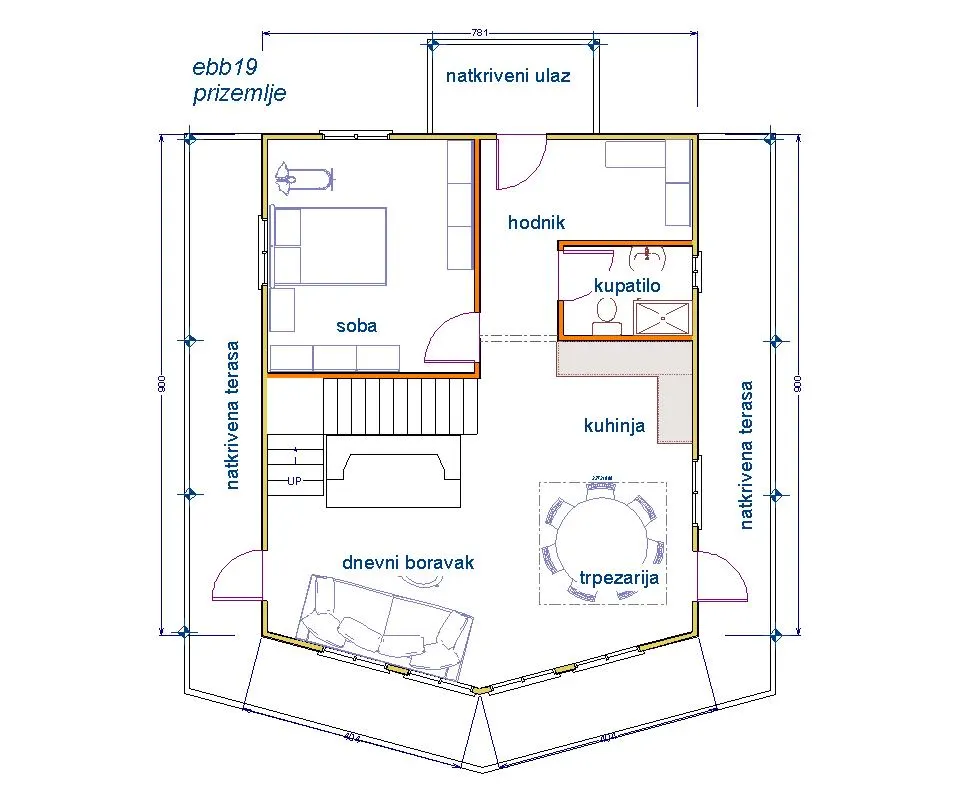 Montažna kuća Brvnara EBB19, 60 m², Ekobrvnare