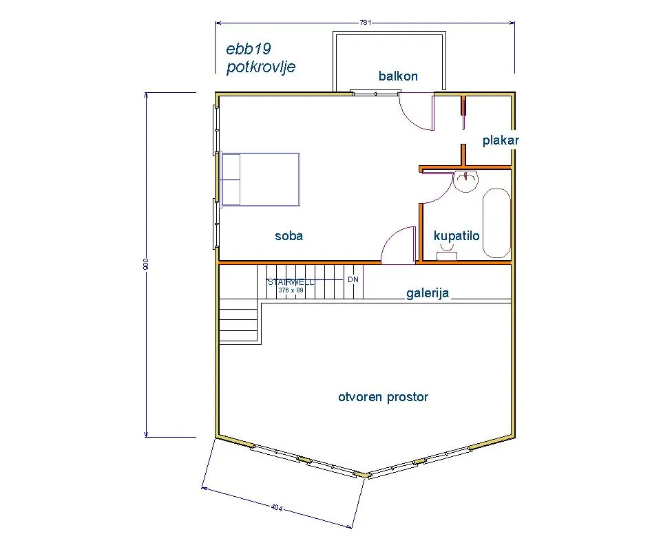 Montažna kuća Brvnara EBB19, 60 m², Ekobrvnare