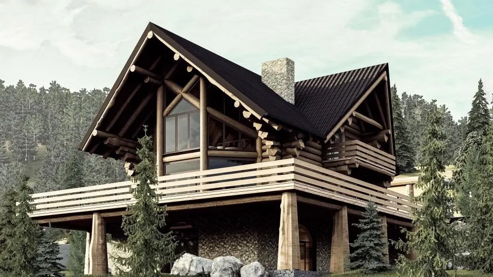 Montažna kuća Tipski projekat Objekat 2, 100 m², Etno Gajevi (Etno-Drvo Užice)