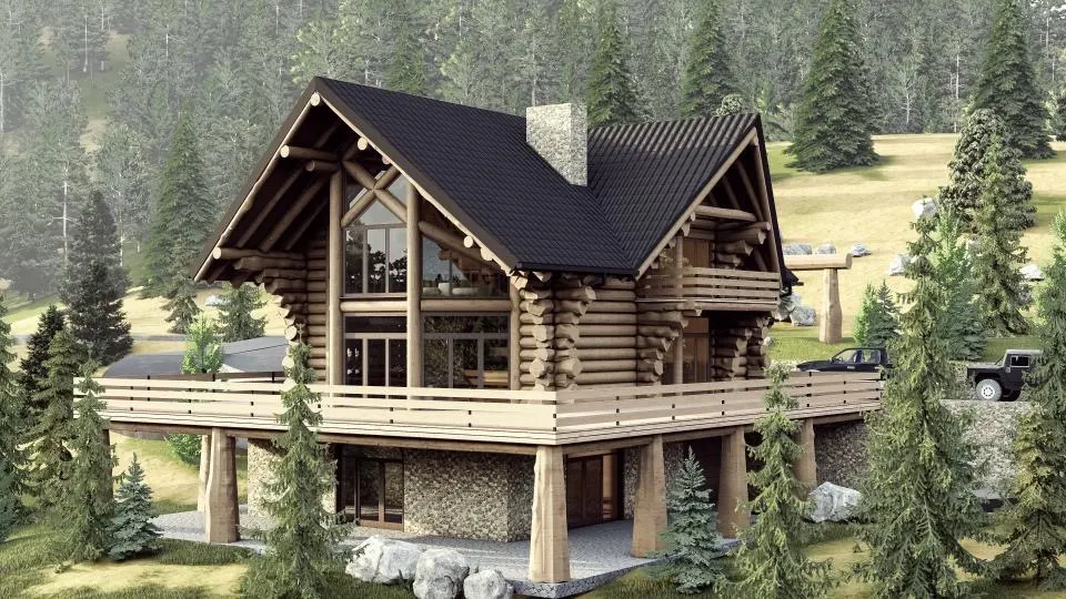 Montažna kuća Tipski projekat Objekat 2, 100 m², Etno Gajevi (Etno-Drvo Užice)
