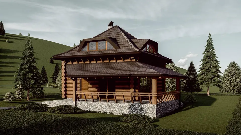 Montažna kuća Tipski projekat Objekat 3, 100 m², Etno Gajevi (Etno-Drvo Užice)