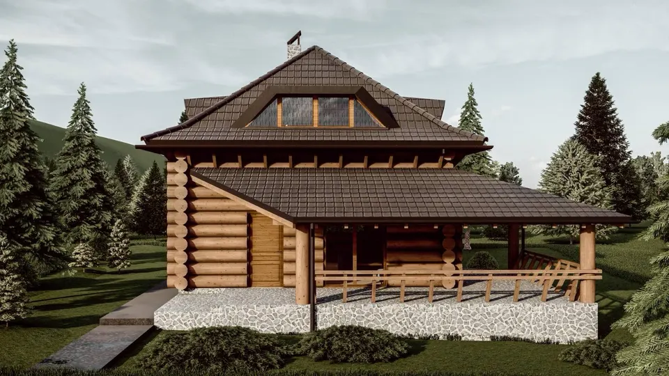 Montažna kuća Tipski projekat Objekat 3, 100 m², Etno Gajevi (Etno-Drvo Užice)