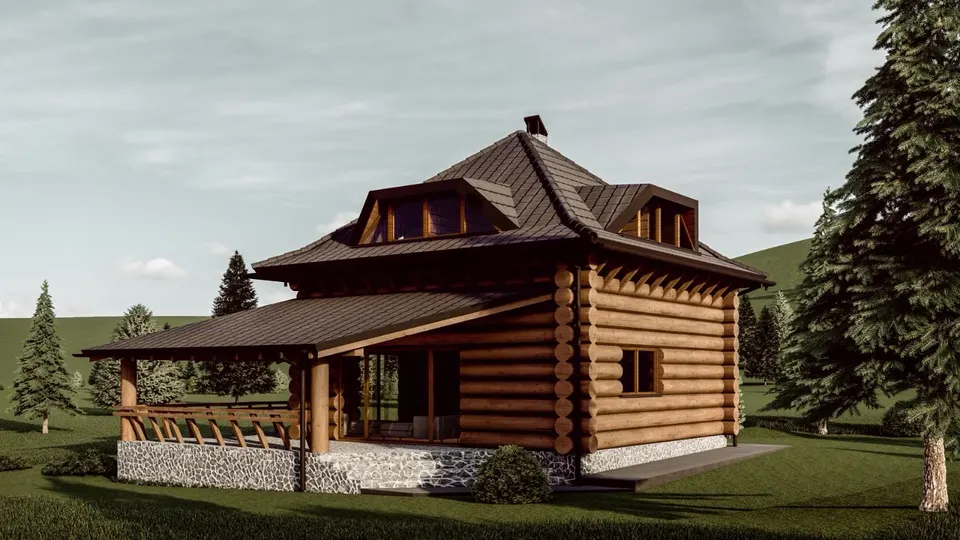 Montažna kuća Tipski projekat Objekat 3, 100 m², Etno Gajevi (Etno-Drvo Užice)