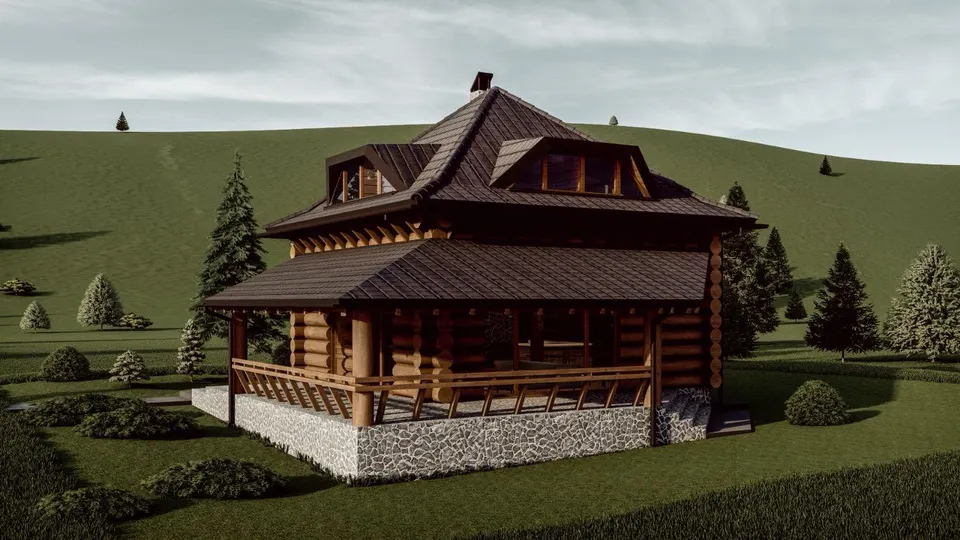 Montažna kuća Tipski projekat Objekat 3, 100 m², Etno Gajevi (Etno-Drvo Užice)