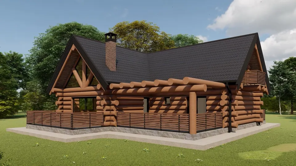 Montažna kuća Tipski projekat Objekat 4, 100 m², Etno Gajevi (Etno-Drvo Užice)