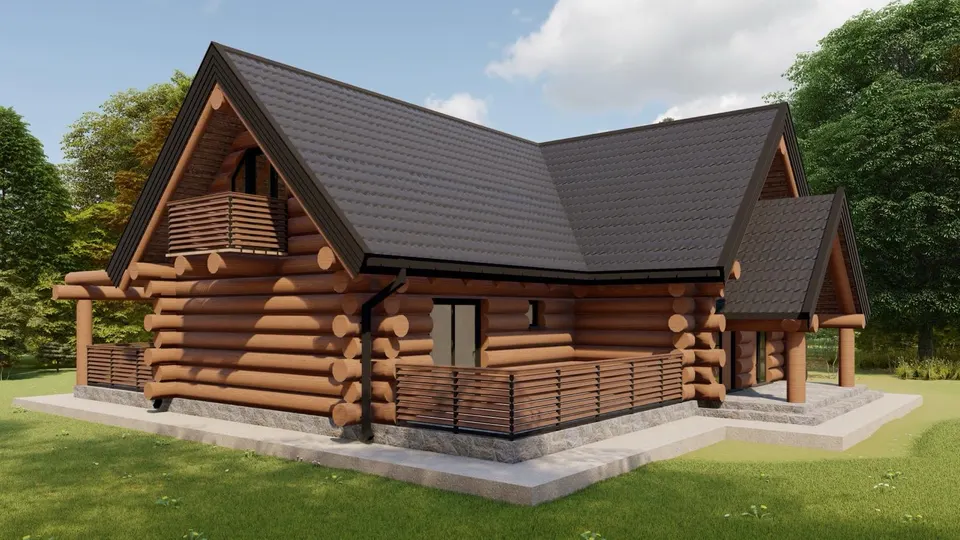 Montažna kuća Tipski projekat Objekat 4, 100 m², Etno Gajevi (Etno-Drvo Užice)