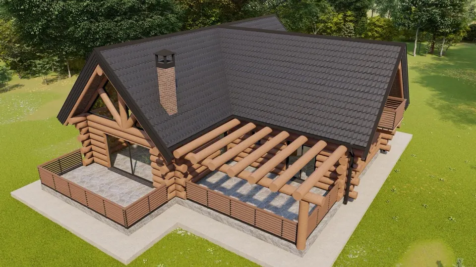 Montažna kuća Tipski projekat Objekat 4, 100 m², Etno Gajevi (Etno-Drvo Užice)