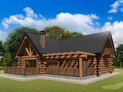 Montažna kuća Tipski projekat Objekat 4, 100 m², Etno Gajevi (Etno-Drvo Užice)