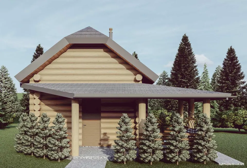 Montažna kuća Tipski projekat Objekat 5, 100 m², Etno Gajevi (Etno-Drvo Užice)