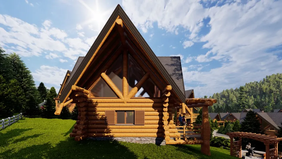 Montažna kuća Tipski projekat Objekat 6, 100 m², Etno Gajevi (Etno-Drvo Užice)