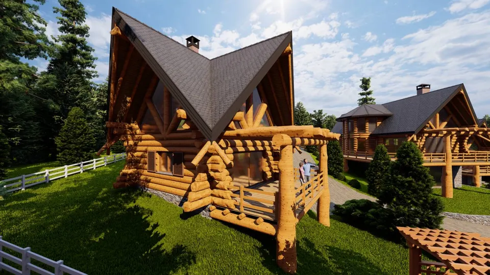 Montažna kuća Tipski projekat Objekat 6, 100 m², Etno Gajevi (Etno-Drvo Užice)