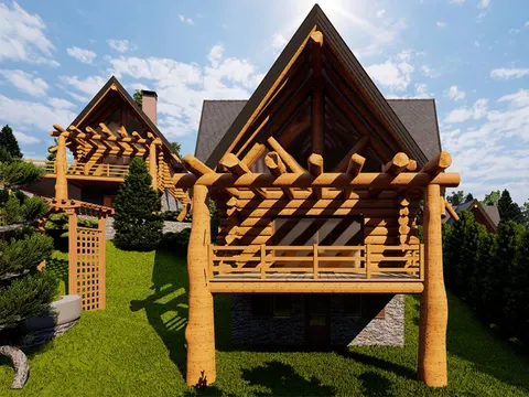 Montažna kuća Tipski projekat Objekat 6, 100 m², Etno Gajevi (Etno-Drvo Užice)