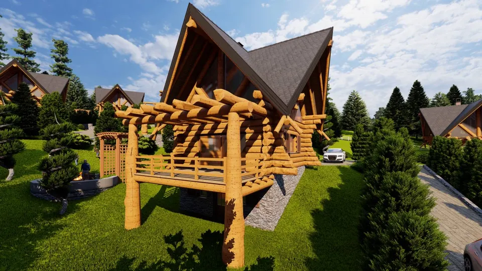 Montažna kuća Tipski projekat Objekat 6, 100 m², Etno Gajevi (Etno-Drvo Užice)