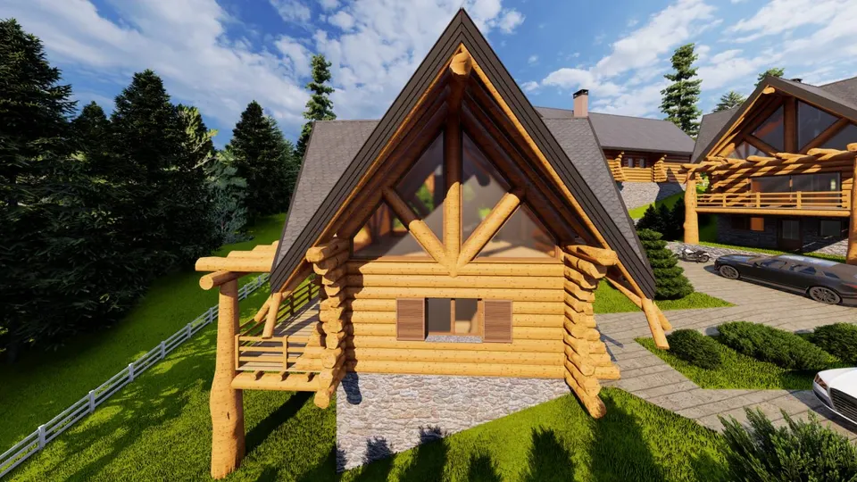 Montažna kuća Tipski projekat Objekat 6, 100 m², Etno Gajevi (Etno-Drvo Užice)